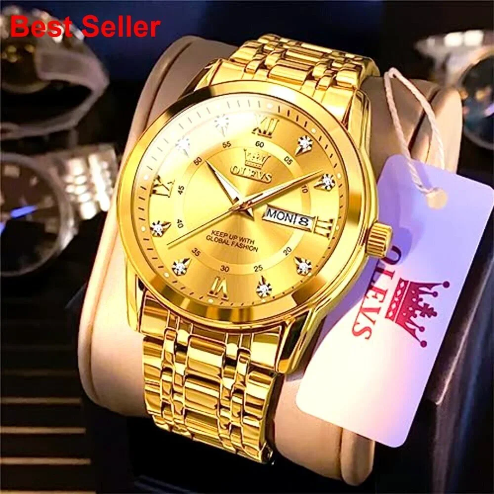 Stainless Steel Men's Watch with Date, Luminous, Waterproof